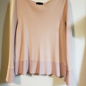 Ann Taylor Pale Pink Sweater With Bell Sleeves